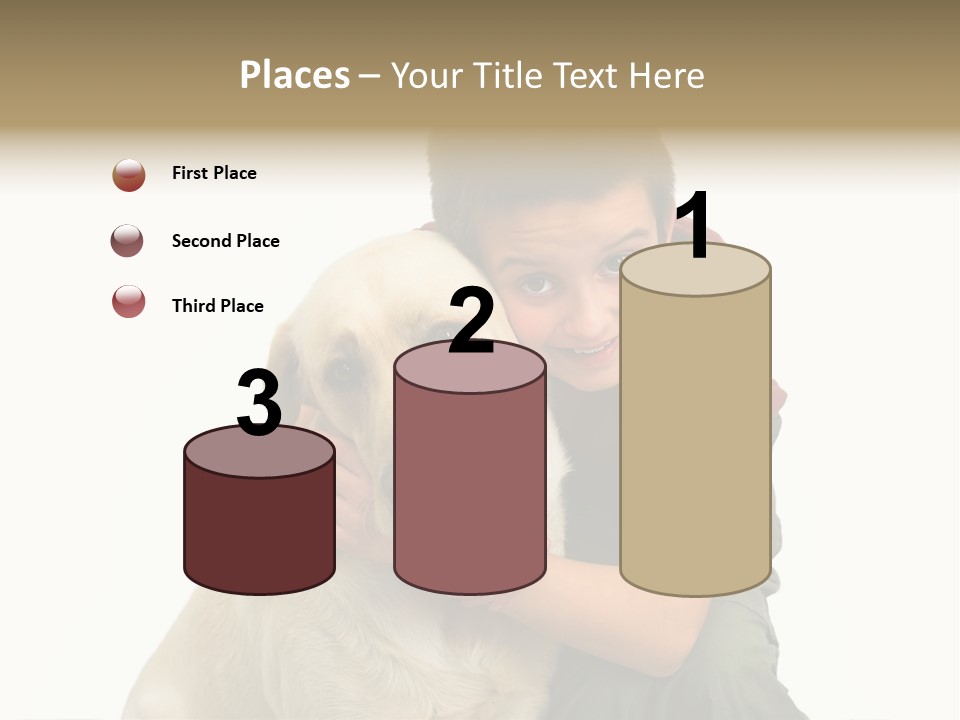 Boy And Dog, Isolated On White PowerPoint Template