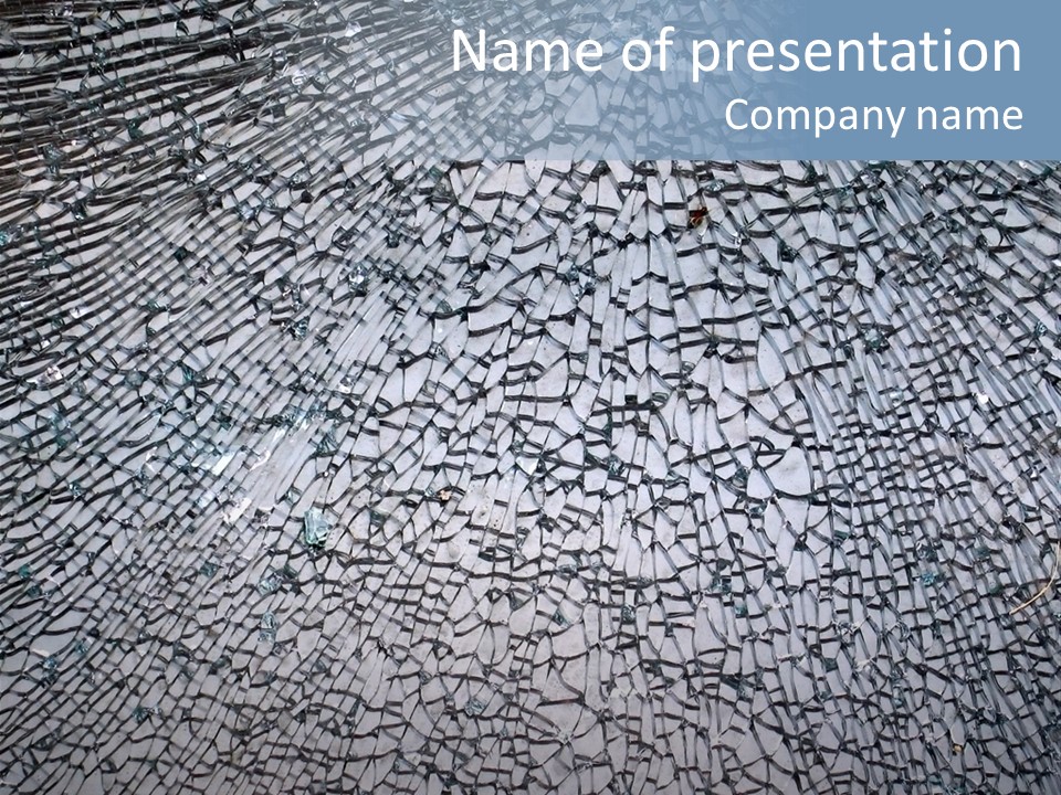 Broken Glass -- A Pane Of Safety Glass Shattered In Many Pieces PowerPoint Template