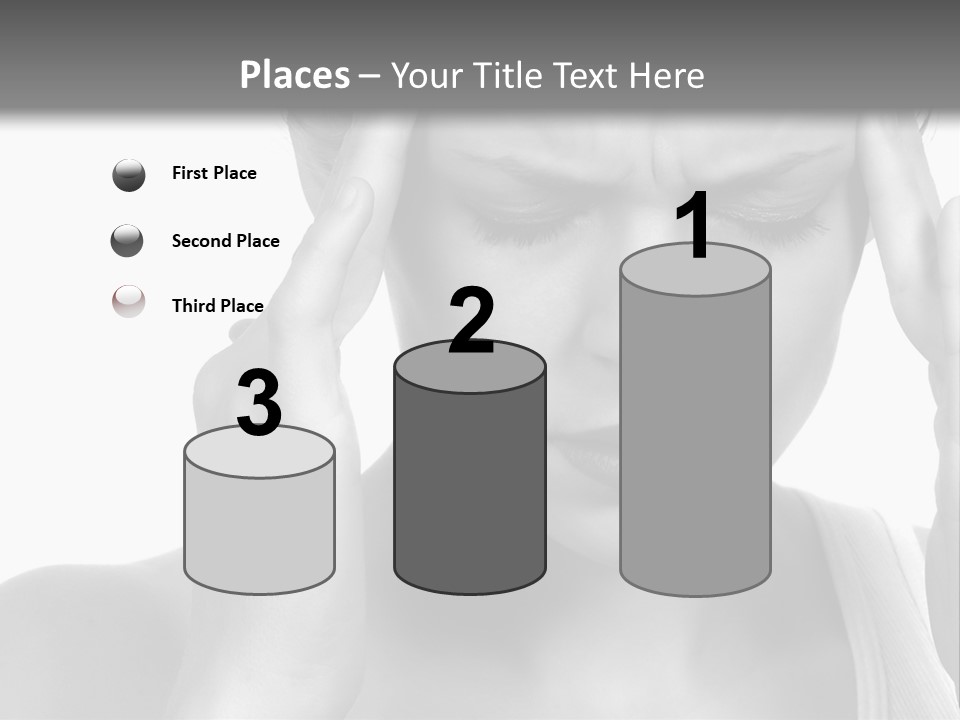 Woman With Severe Migraine Headache Holding Hands To Head PowerPoint Template