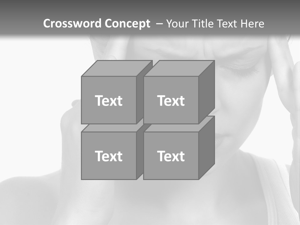 Woman With Severe Migraine Headache Holding Hands To Head PowerPoint Template