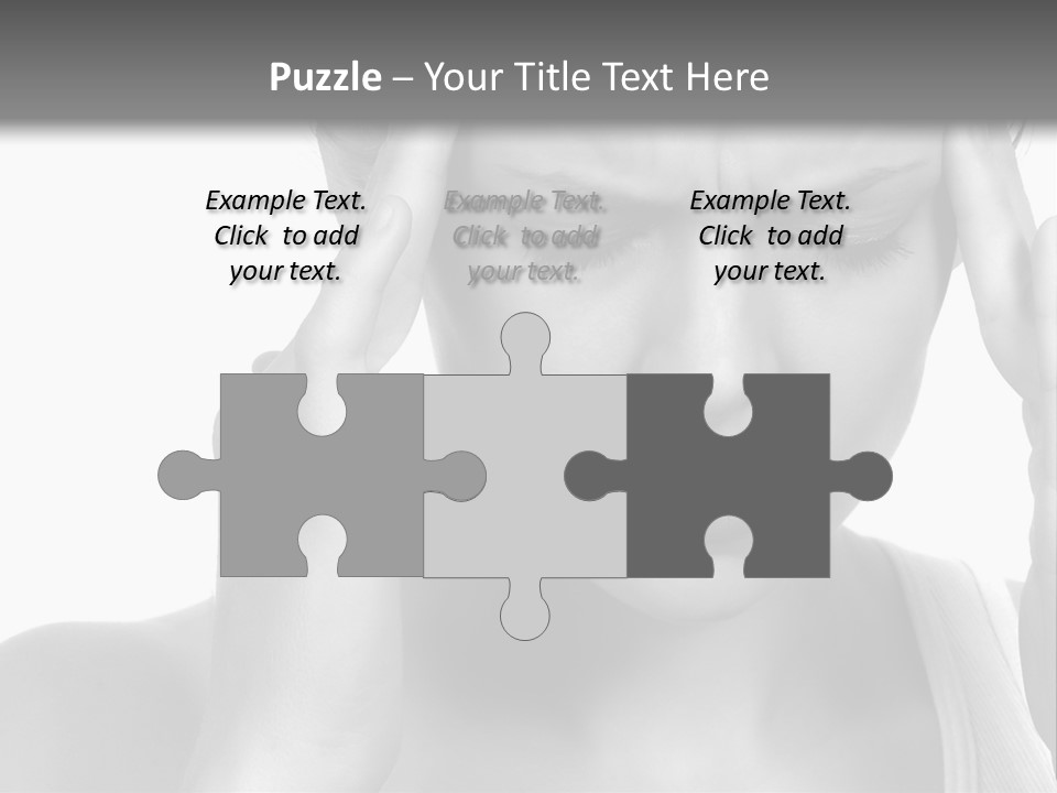 Woman With Severe Migraine Headache Holding Hands To Head PowerPoint Template