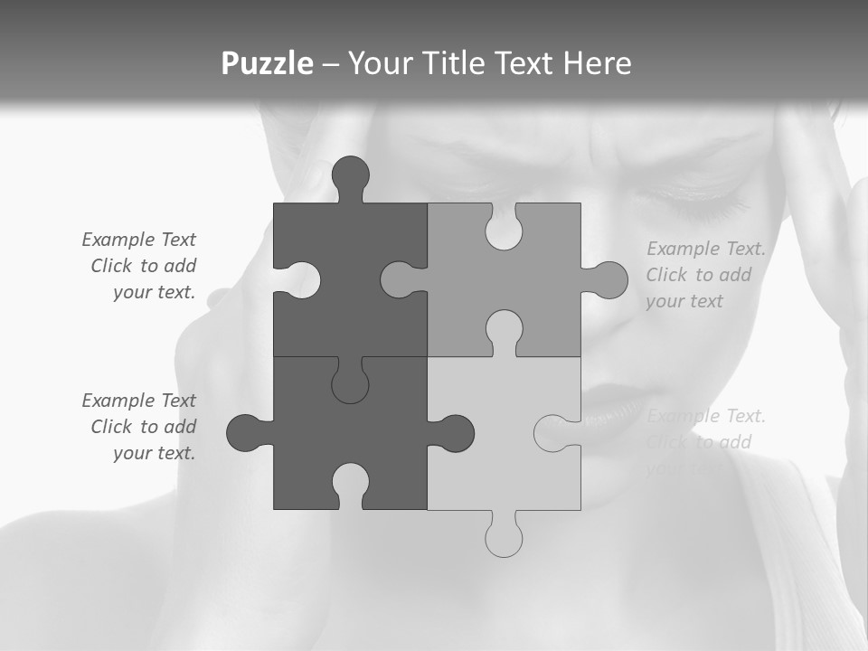 Woman With Severe Migraine Headache Holding Hands To Head PowerPoint Template