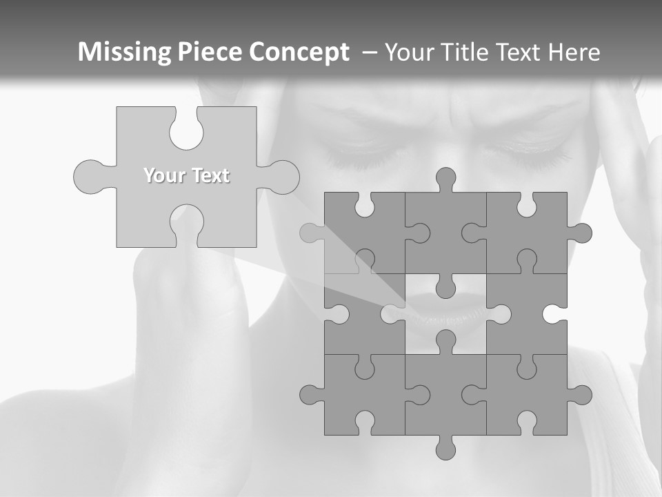 Woman With Severe Migraine Headache Holding Hands To Head PowerPoint Template