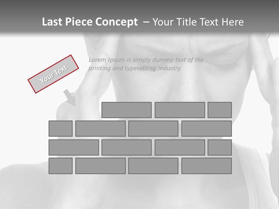 Woman With Severe Migraine Headache Holding Hands To Head PowerPoint Template