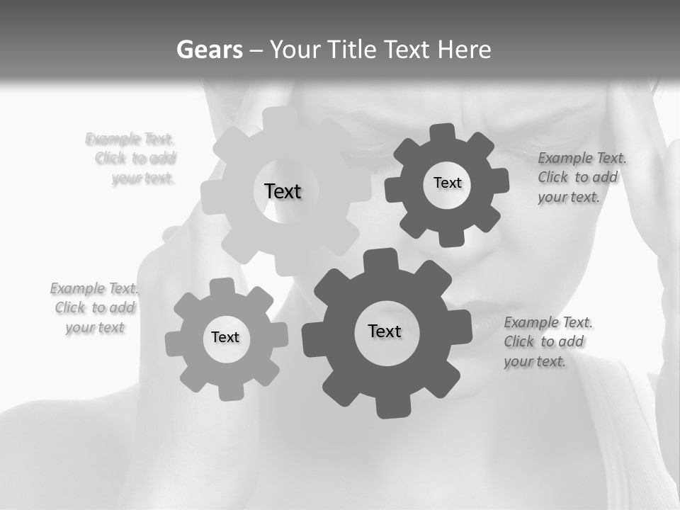 Woman With Severe Migraine Headache Holding Hands To Head PowerPoint Template