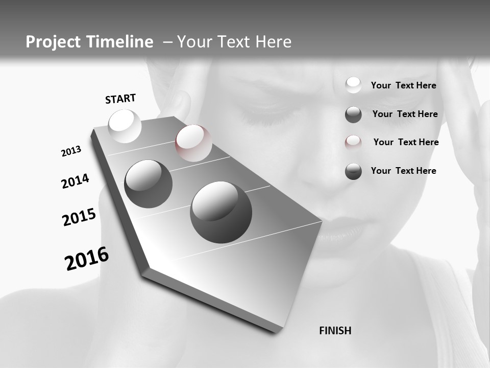 Woman With Severe Migraine Headache Holding Hands To Head PowerPoint Template