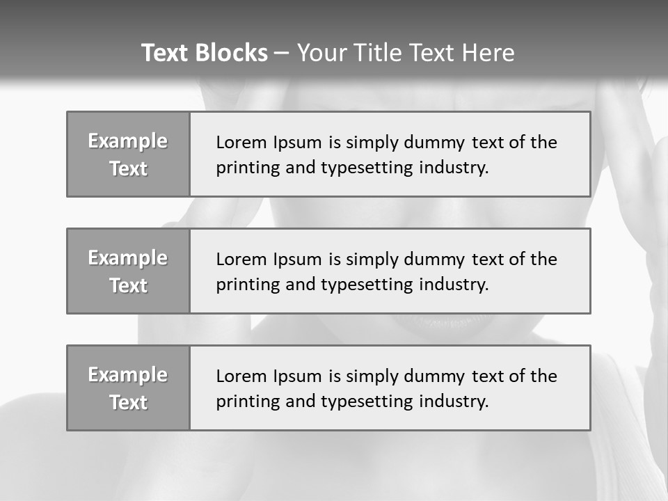 Woman With Severe Migraine Headache Holding Hands To Head PowerPoint Template
