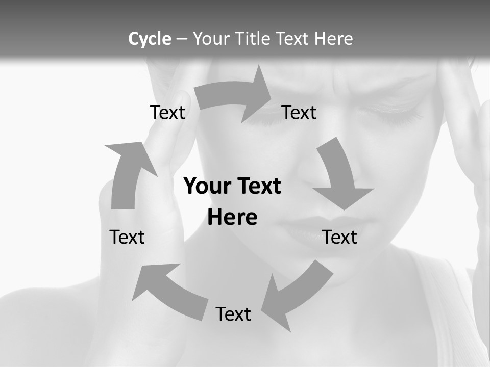 Woman With Severe Migraine Headache Holding Hands To Head PowerPoint Template