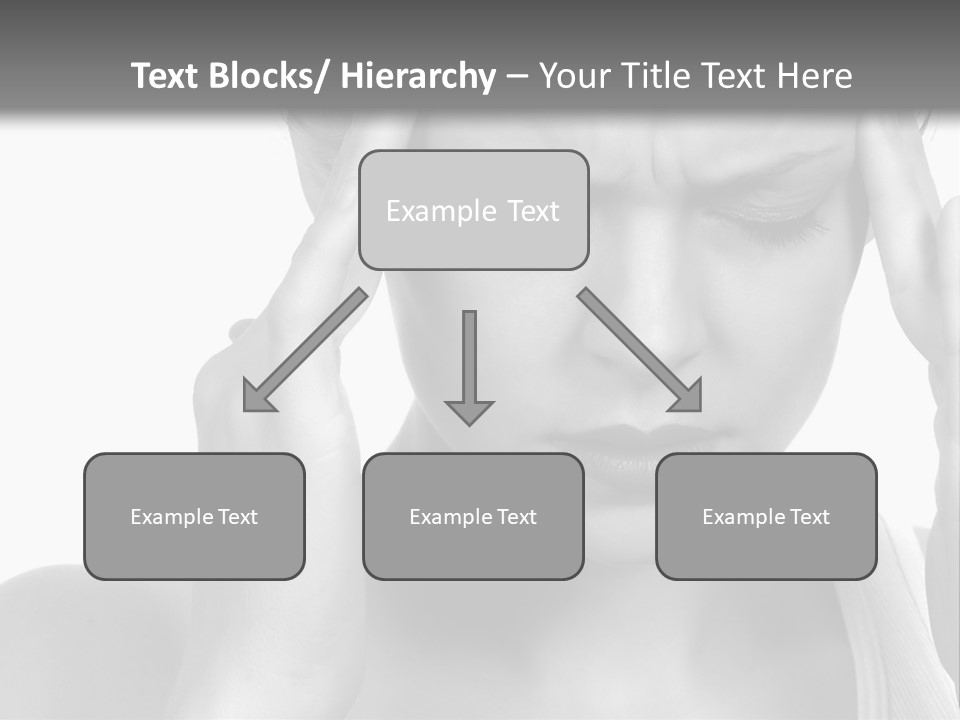 Woman With Severe Migraine Headache Holding Hands To Head PowerPoint Template