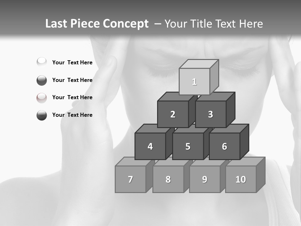 Woman With Severe Migraine Headache Holding Hands To Head PowerPoint Template