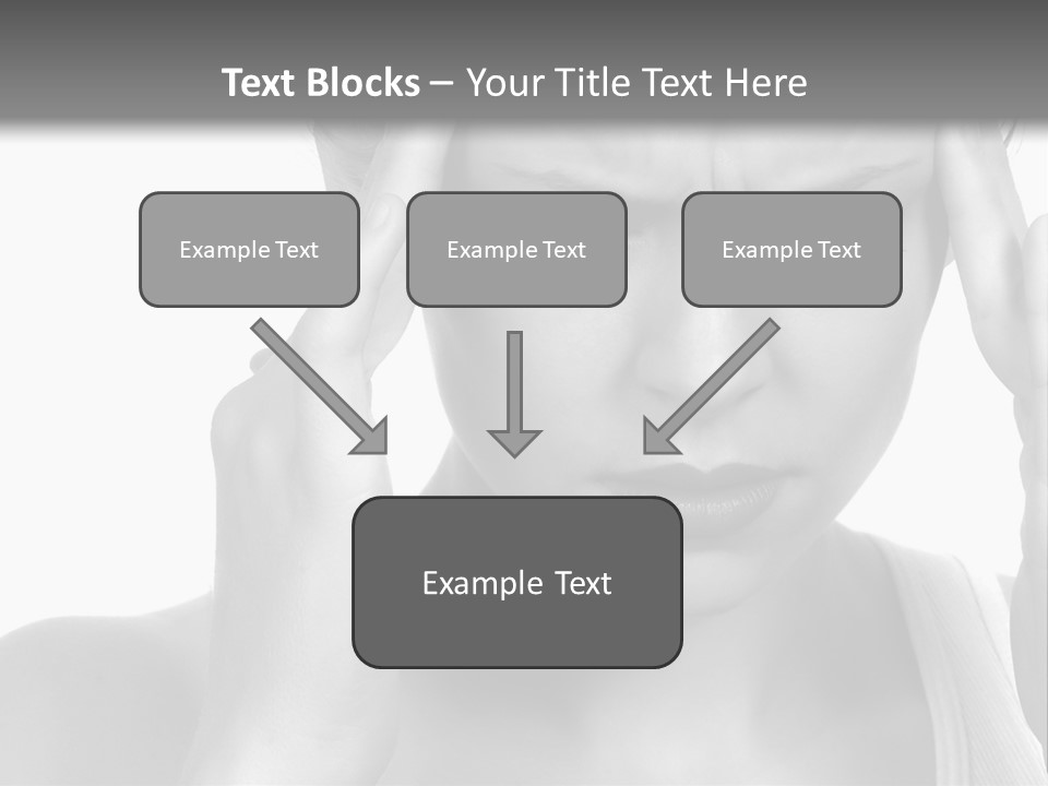 Woman With Severe Migraine Headache Holding Hands To Head PowerPoint Template