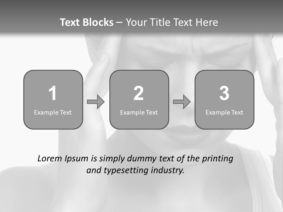 Woman With Severe Migraine Headache Holding Hands To Head PowerPoint Template