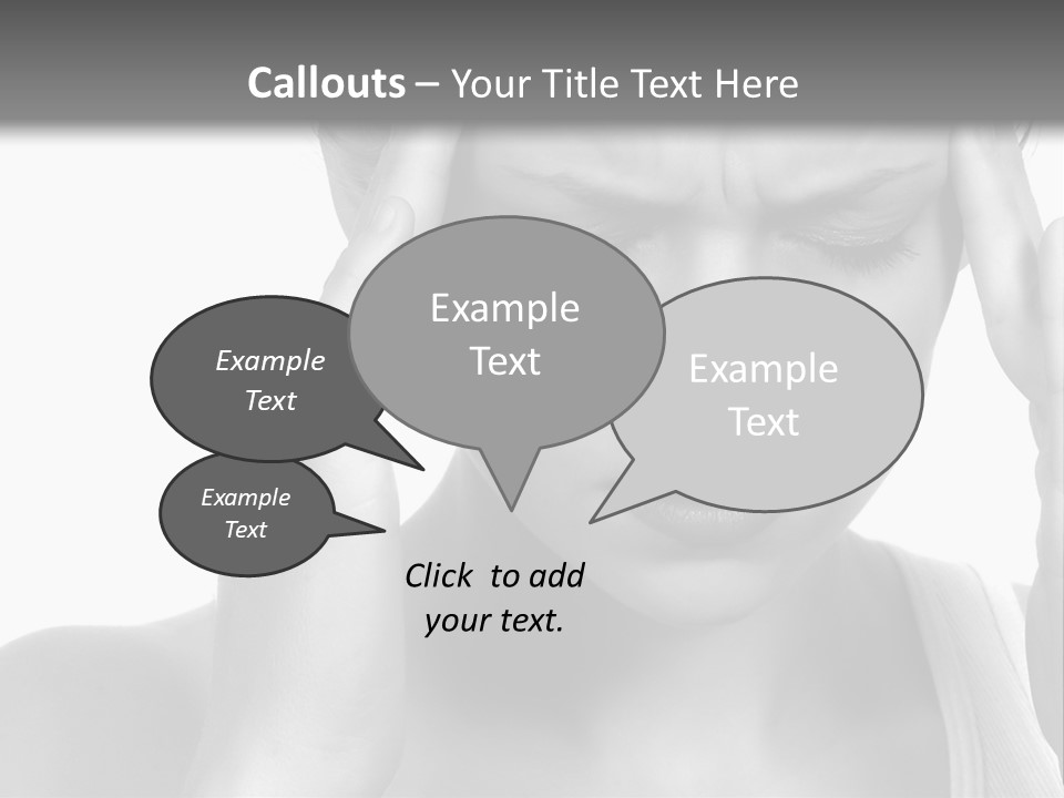 Woman With Severe Migraine Headache Holding Hands To Head PowerPoint Template