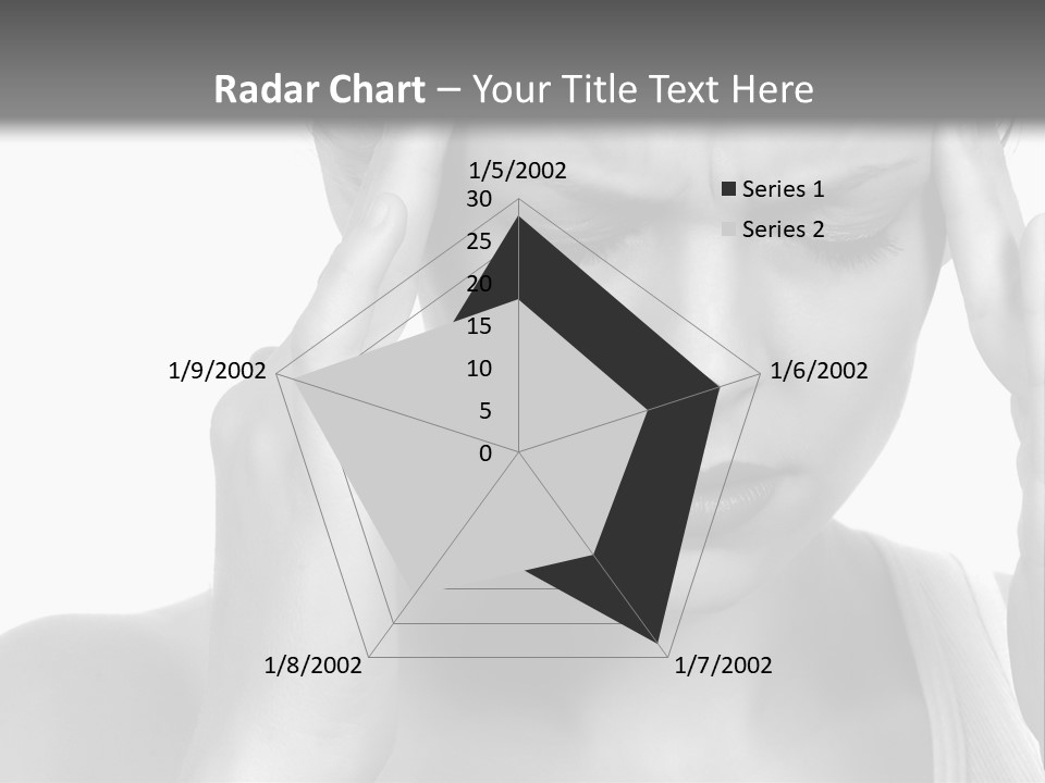 Woman With Severe Migraine Headache Holding Hands To Head PowerPoint Template