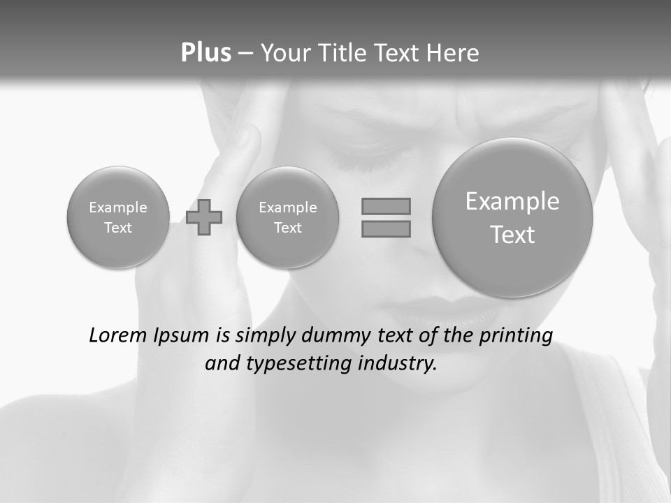 Woman With Severe Migraine Headache Holding Hands To Head PowerPoint Template