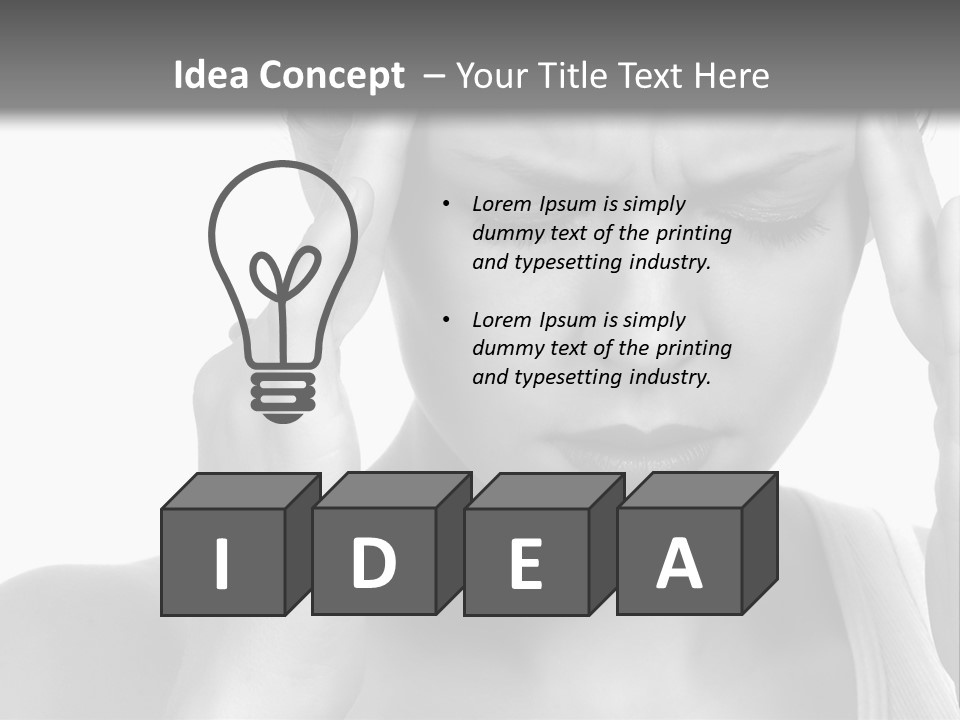 Woman With Severe Migraine Headache Holding Hands To Head PowerPoint Template