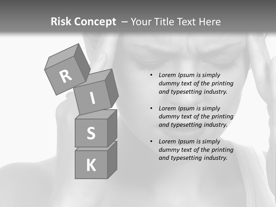 Woman With Severe Migraine Headache Holding Hands To Head PowerPoint Template