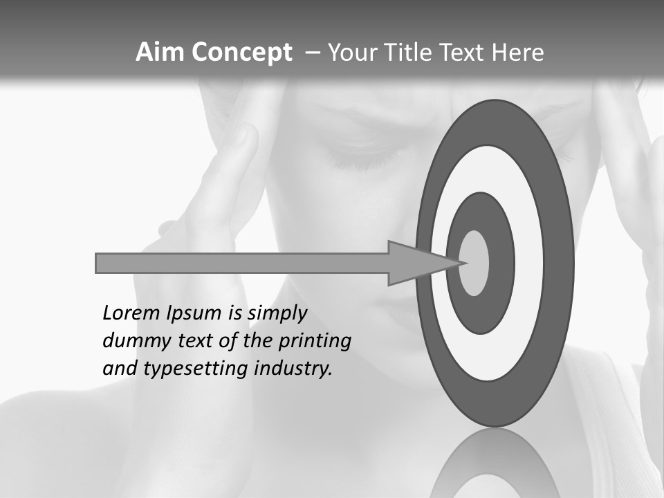 Woman With Severe Migraine Headache Holding Hands To Head PowerPoint Template