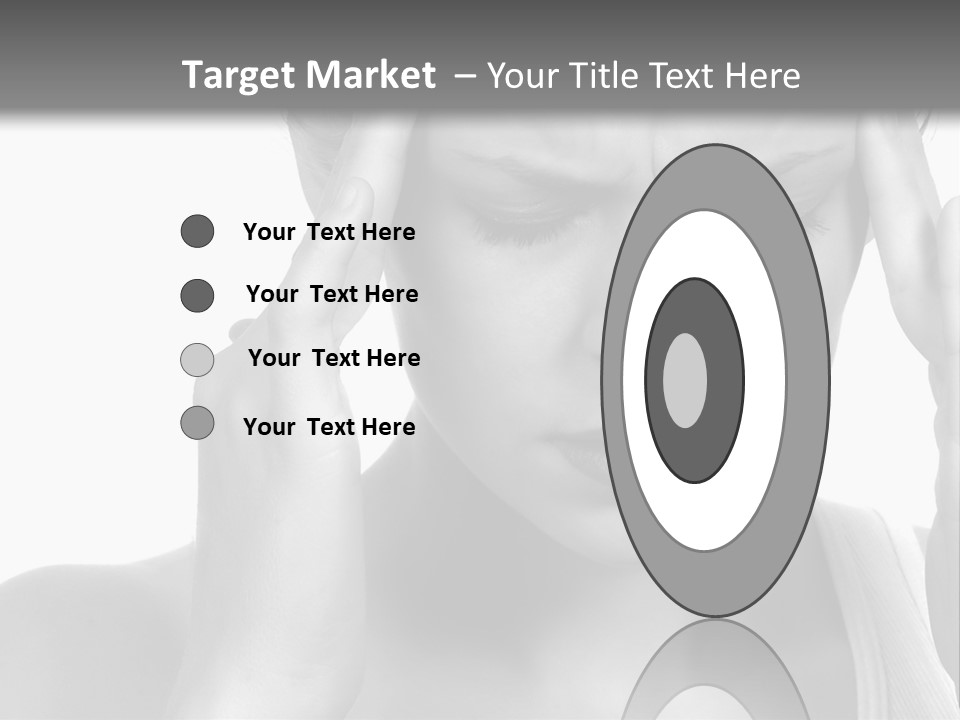 Woman With Severe Migraine Headache Holding Hands To Head PowerPoint Template