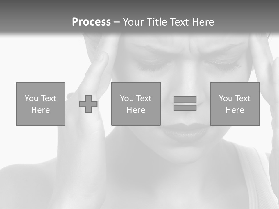 Woman With Severe Migraine Headache Holding Hands To Head PowerPoint Template