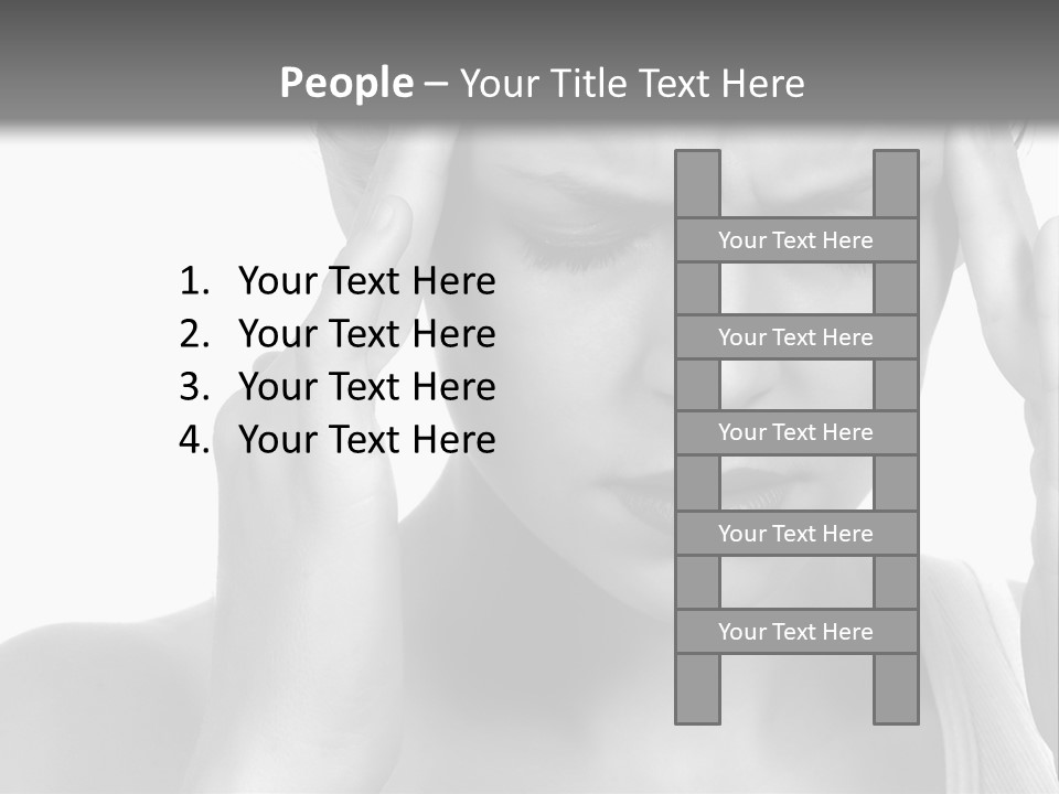 Woman With Severe Migraine Headache Holding Hands To Head PowerPoint Template