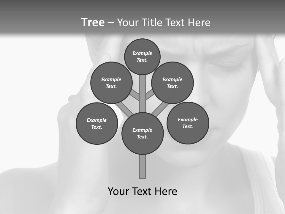 Woman With Severe Migraine Headache Holding Hands To Head PowerPoint Template