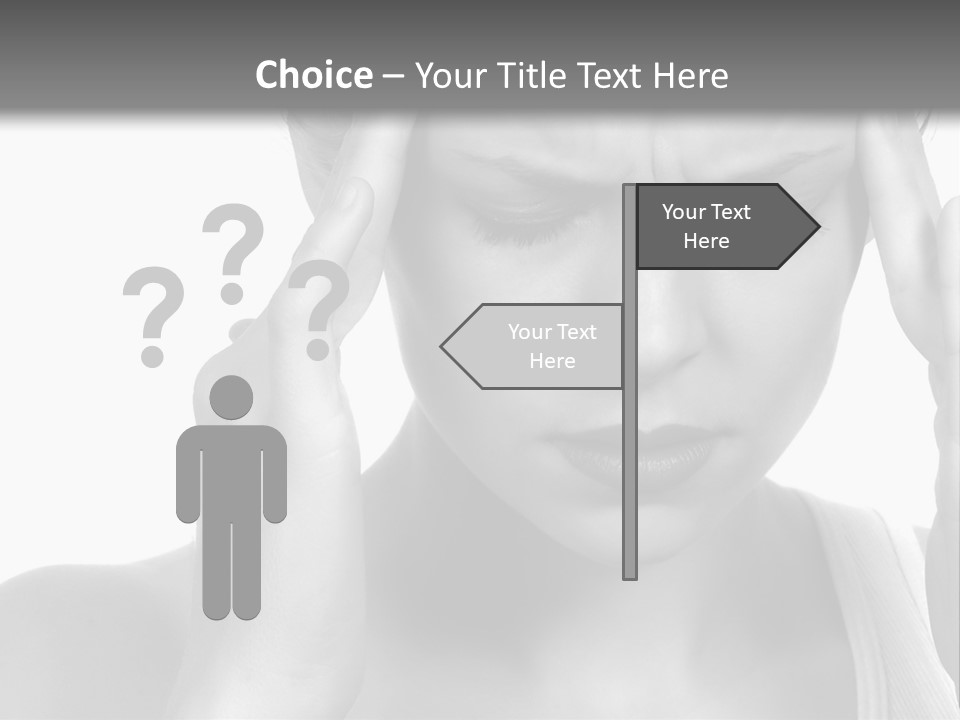 Woman With Severe Migraine Headache Holding Hands To Head PowerPoint Template