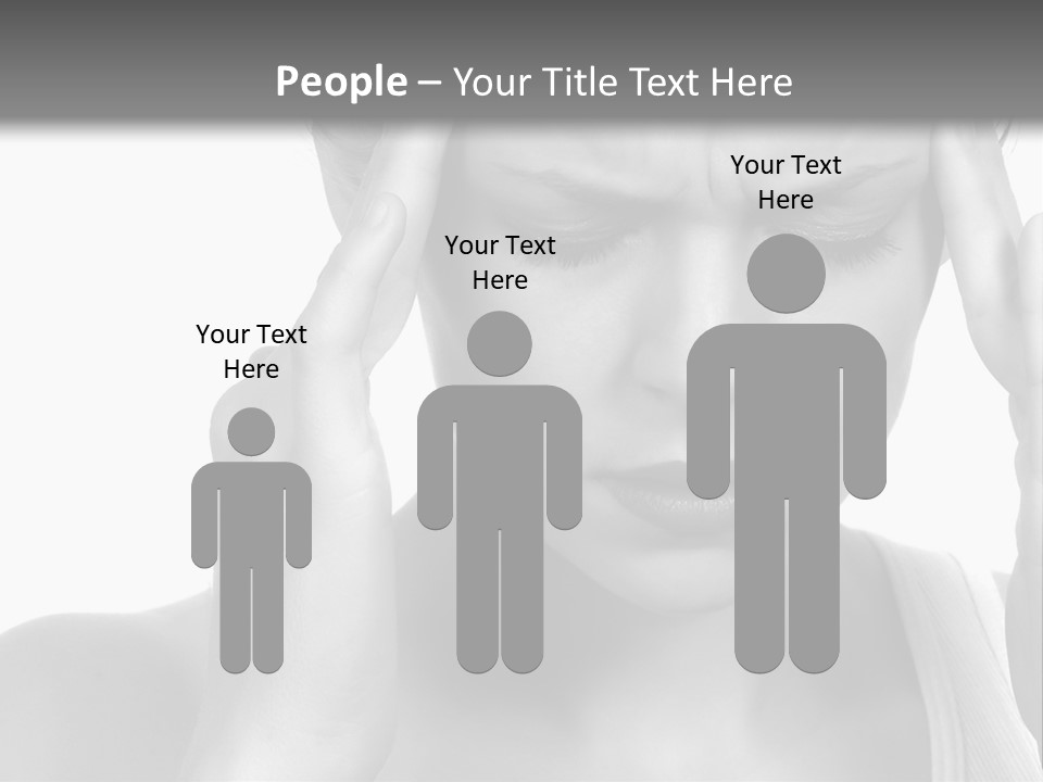 Woman With Severe Migraine Headache Holding Hands To Head PowerPoint Template