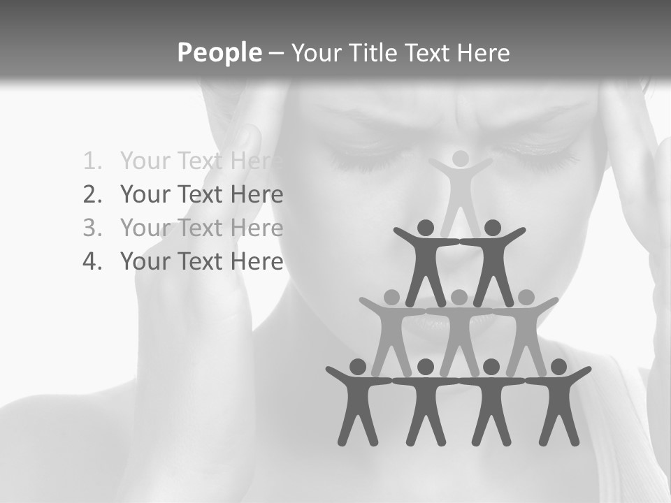 Woman With Severe Migraine Headache Holding Hands To Head PowerPoint Template