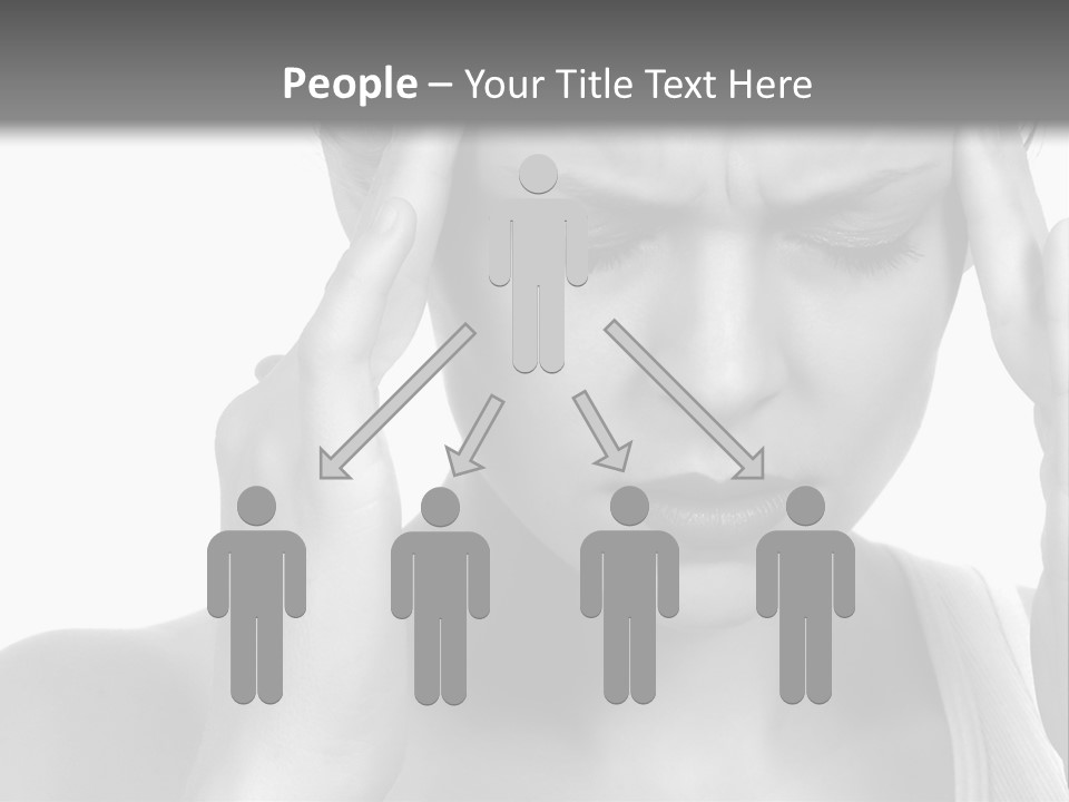 Woman With Severe Migraine Headache Holding Hands To Head PowerPoint Template