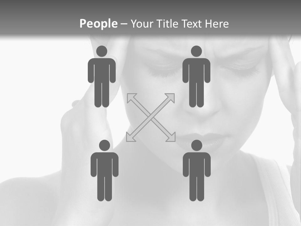 Woman With Severe Migraine Headache Holding Hands To Head PowerPoint Template