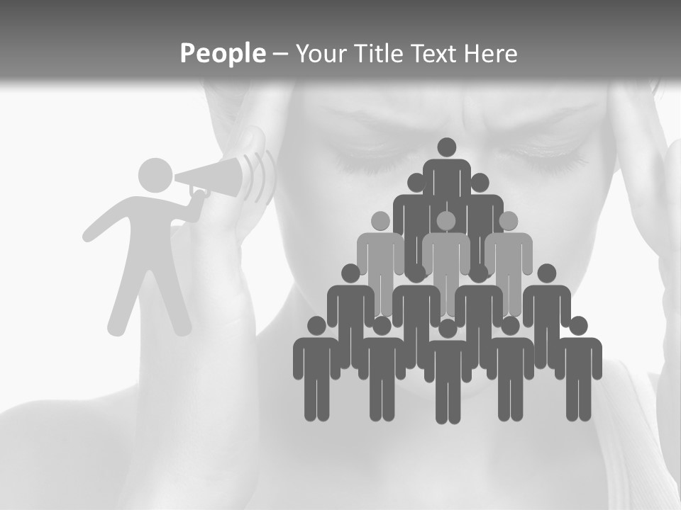 Woman With Severe Migraine Headache Holding Hands To Head PowerPoint Template