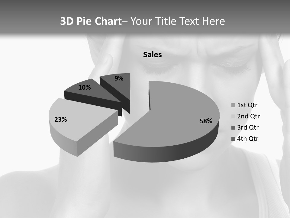 Woman With Severe Migraine Headache Holding Hands To Head PowerPoint Template