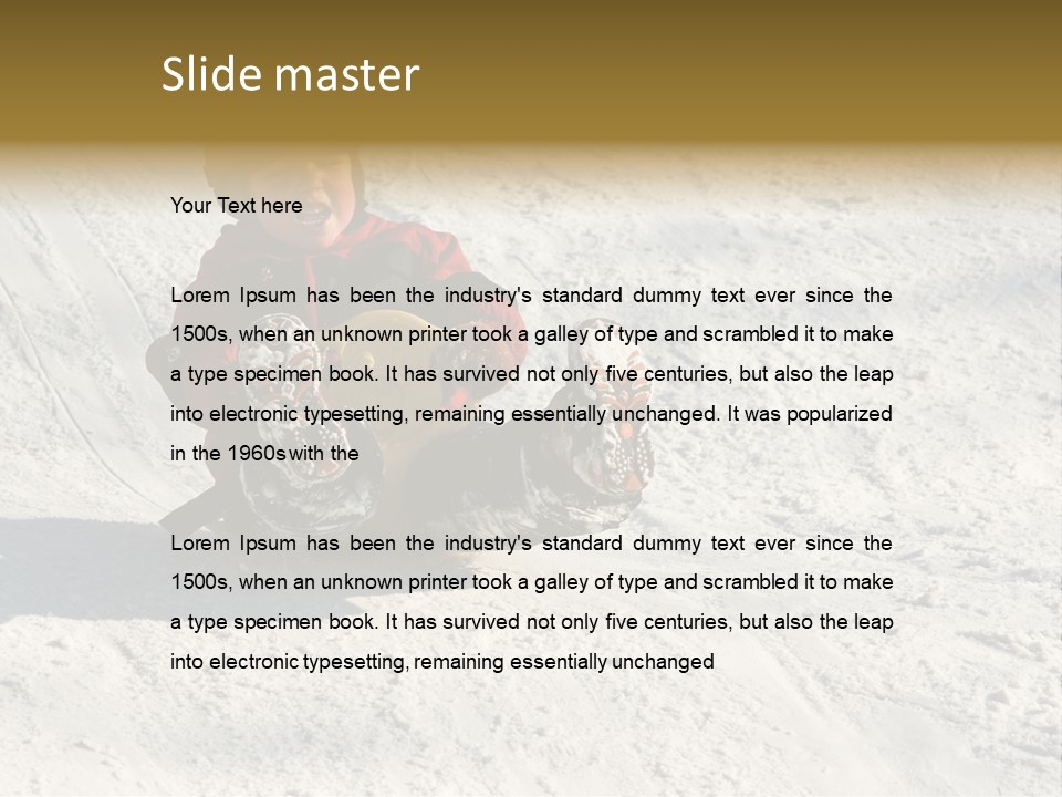 A Small Child Is Sitting In The Snow On A Snowboard PowerPoint Template