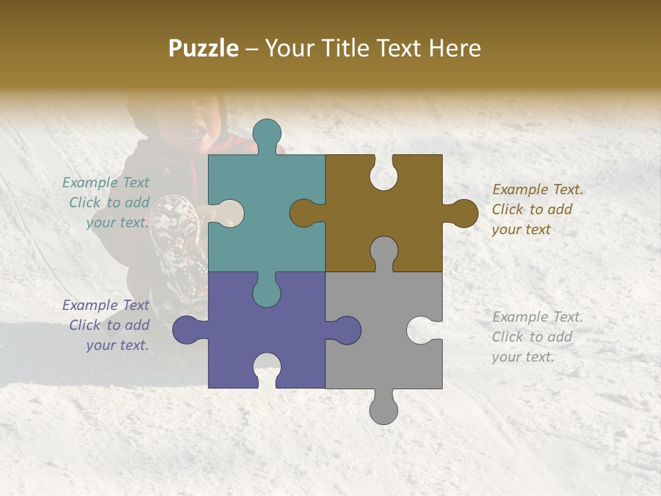 A Small Child Is Sitting In The Snow On A Snowboard PowerPoint Template