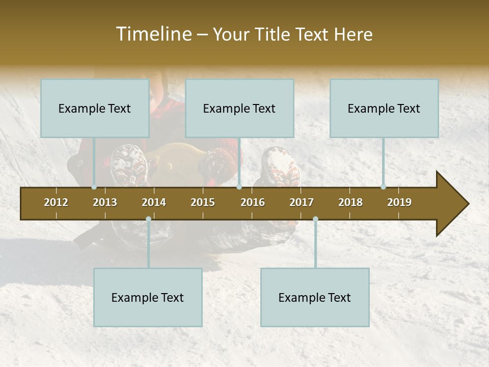 A Small Child Is Sitting In The Snow On A Snowboard PowerPoint Template