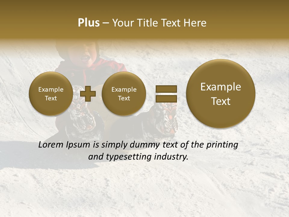 A Small Child Is Sitting In The Snow On A Snowboard PowerPoint Template