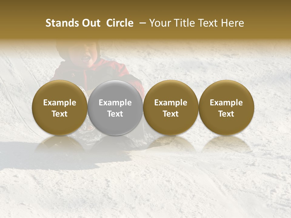A Small Child Is Sitting In The Snow On A Snowboard PowerPoint Template