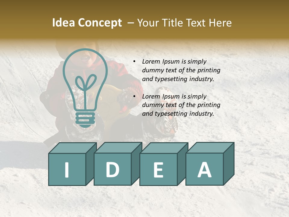 A Small Child Is Sitting In The Snow On A Snowboard PowerPoint Template