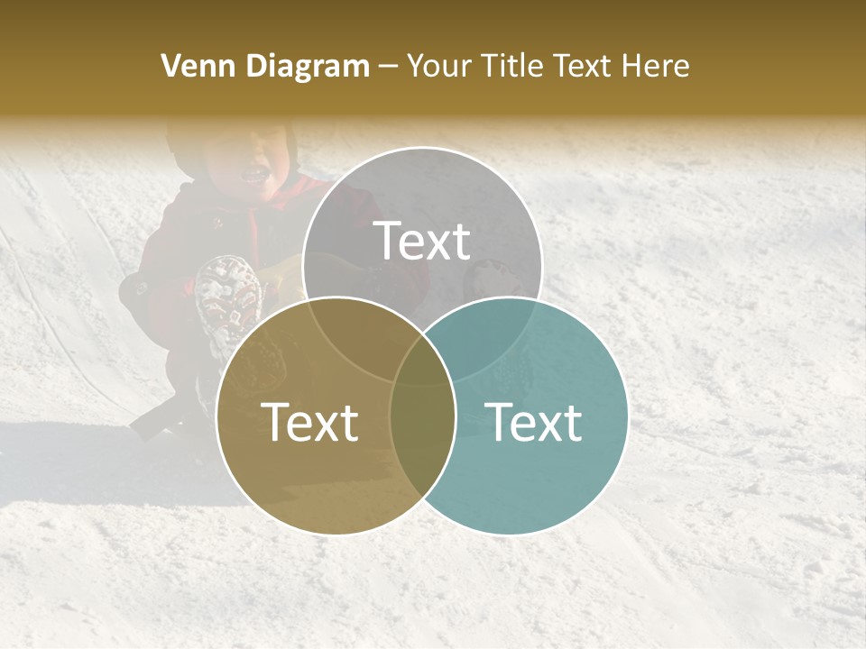 A Small Child Is Sitting In The Snow On A Snowboard PowerPoint Template