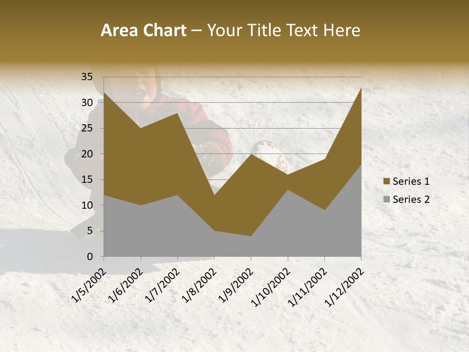 A Small Child Is Sitting In The Snow On A Snowboard PowerPoint Template