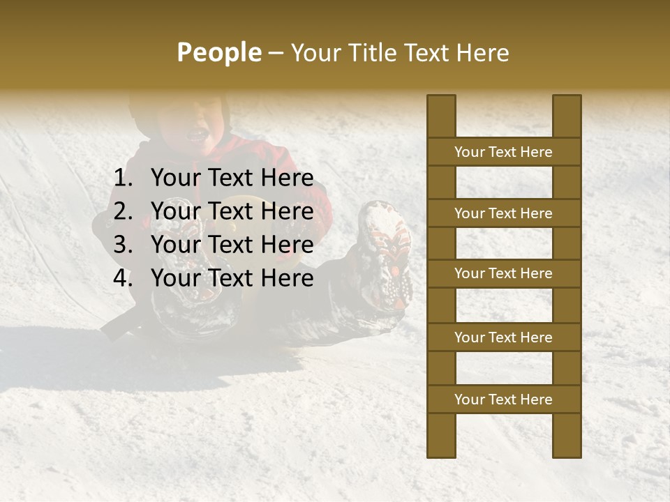 A Small Child Is Sitting In The Snow On A Snowboard PowerPoint Template