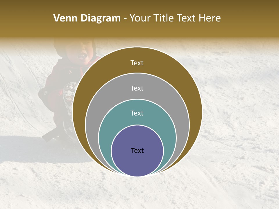 A Small Child Is Sitting In The Snow On A Snowboard PowerPoint Template
