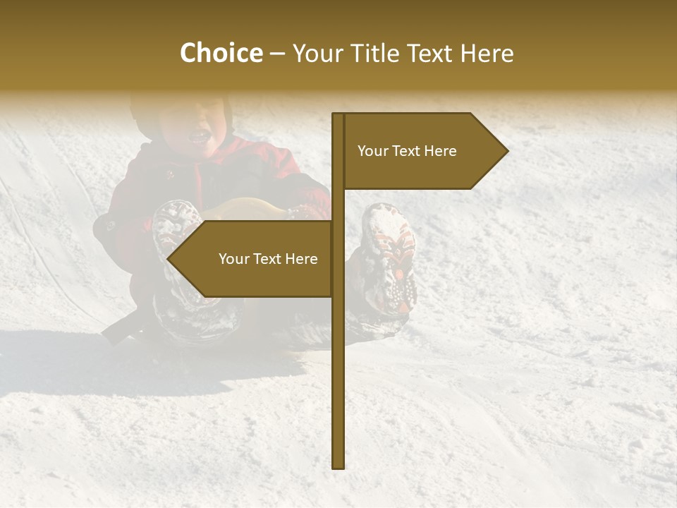 A Small Child Is Sitting In The Snow On A Snowboard PowerPoint Template