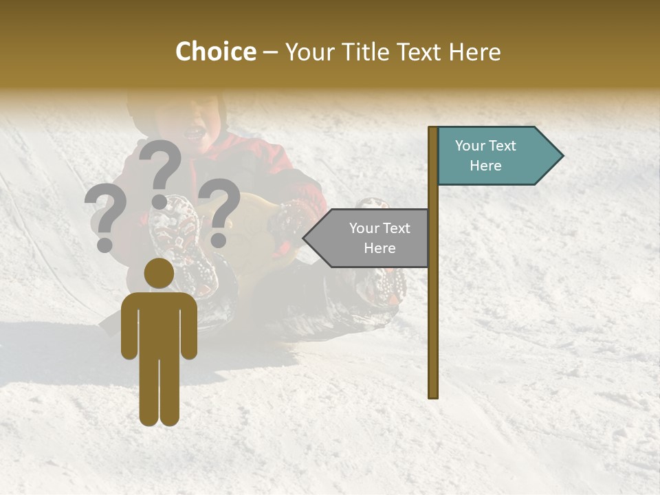 A Small Child Is Sitting In The Snow On A Snowboard PowerPoint Template