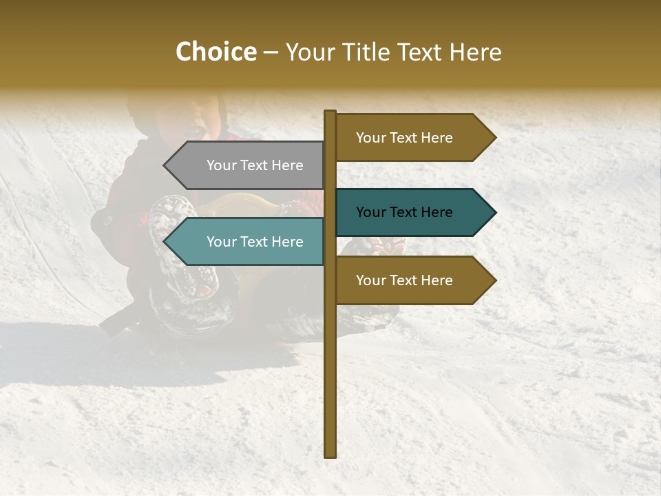 A Small Child Is Sitting In The Snow On A Snowboard PowerPoint Template