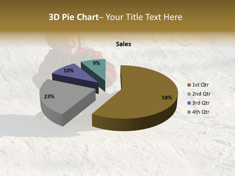 A Small Child Is Sitting In The Snow On A Snowboard PowerPoint Template