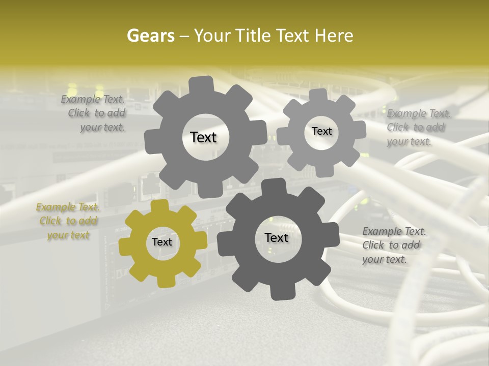 Stacked Network Switches With Cat 5 Cables PowerPoint Template