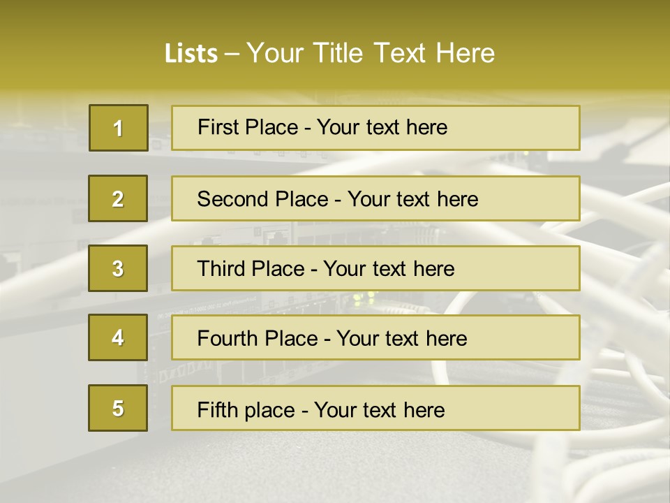 Stacked Network Switches With Cat 5 Cables PowerPoint Template