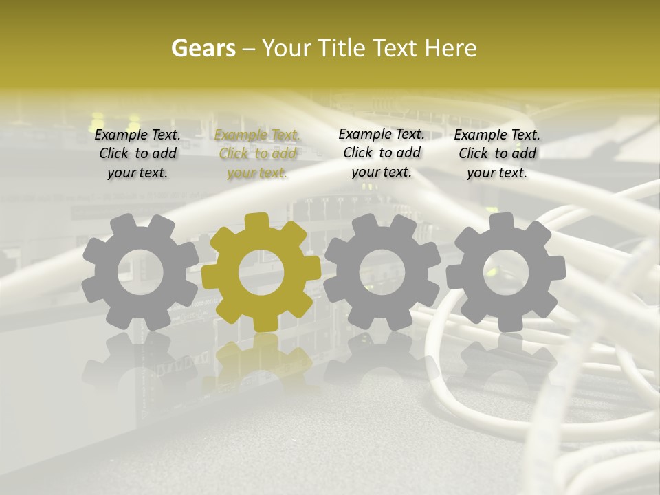 Stacked Network Switches With Cat 5 Cables PowerPoint Template